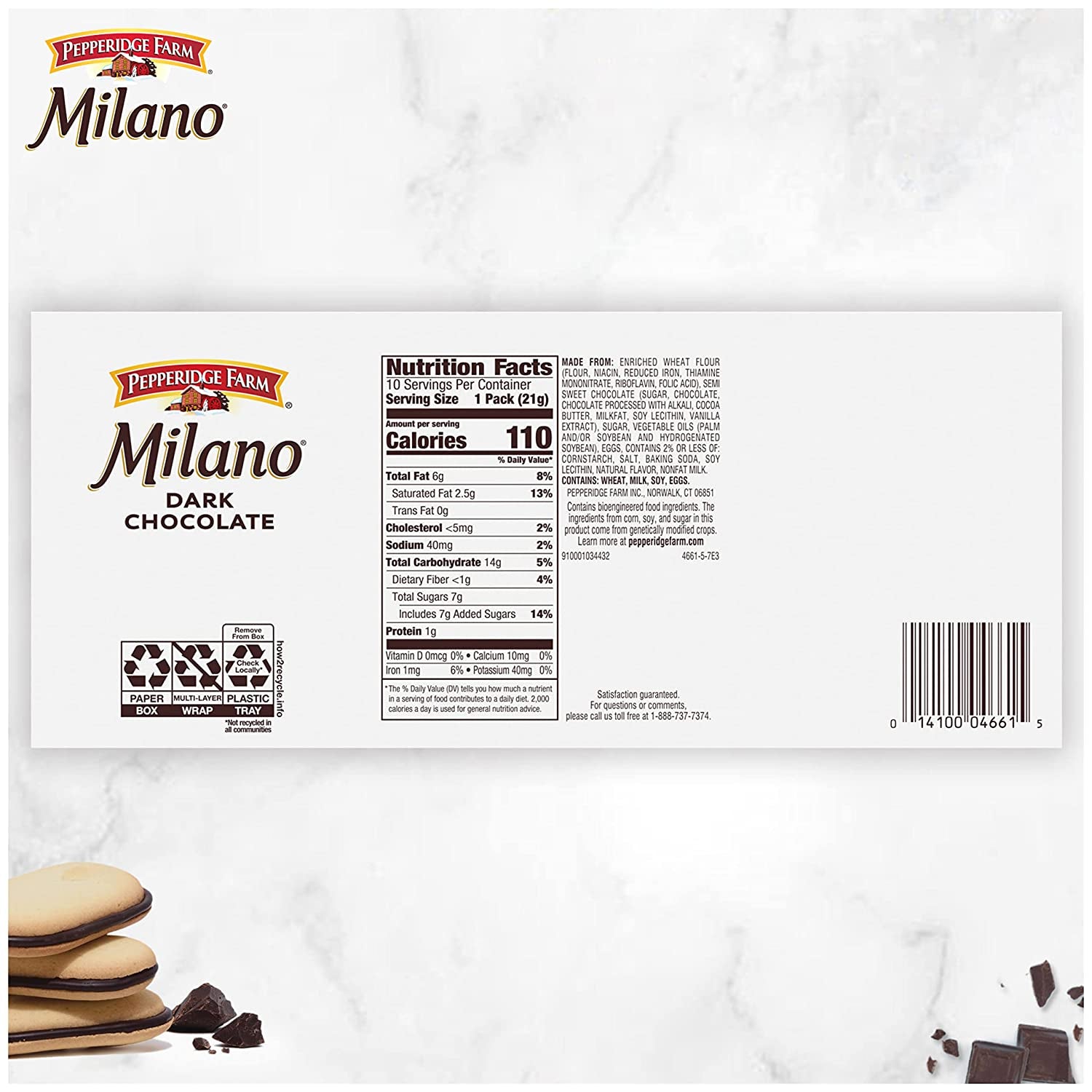 Pepperidge Farm Milano Cookies, Dark Chocolate, 10 Packs, 2 Cookies per Pack