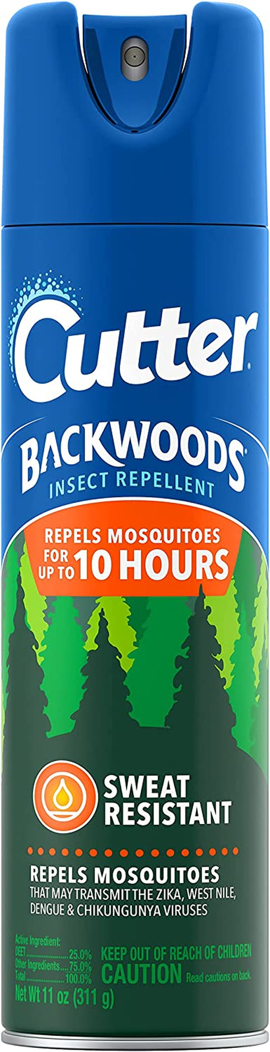 Cutter Backwoods Insect Repellent 11 Ounces, Aerosol, Repels up to 10 Hours