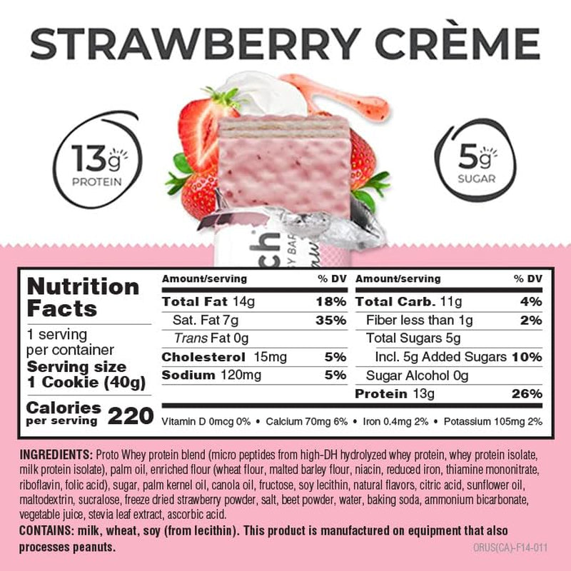 Power Crunch Protein Wafer Bars, High Protein Snacks with Delicious Taste, Strawberry Crème, 1.4 Ounce (12 Count)