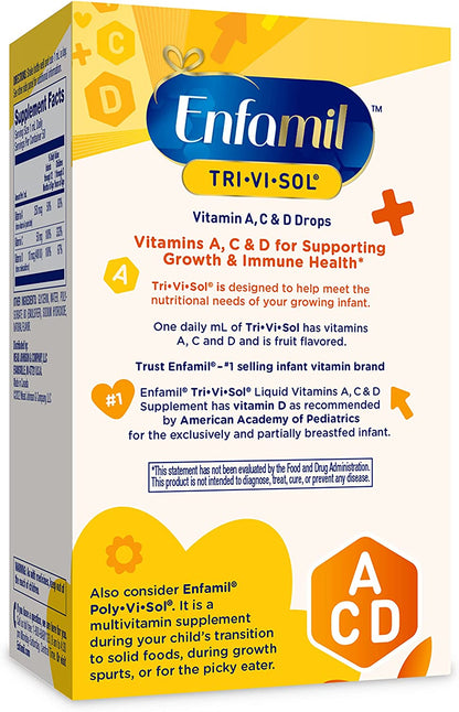 Enfamil Prenatals & Baby Vitamins Tri-Vi-Sol Vitamin A, C & D Multi-Vitamin Drops for Infants, Supports Growth & Immune Health, 50 Ml Dropper Bottle,1.69 Fl Oz (Pack of 1),MJ-030