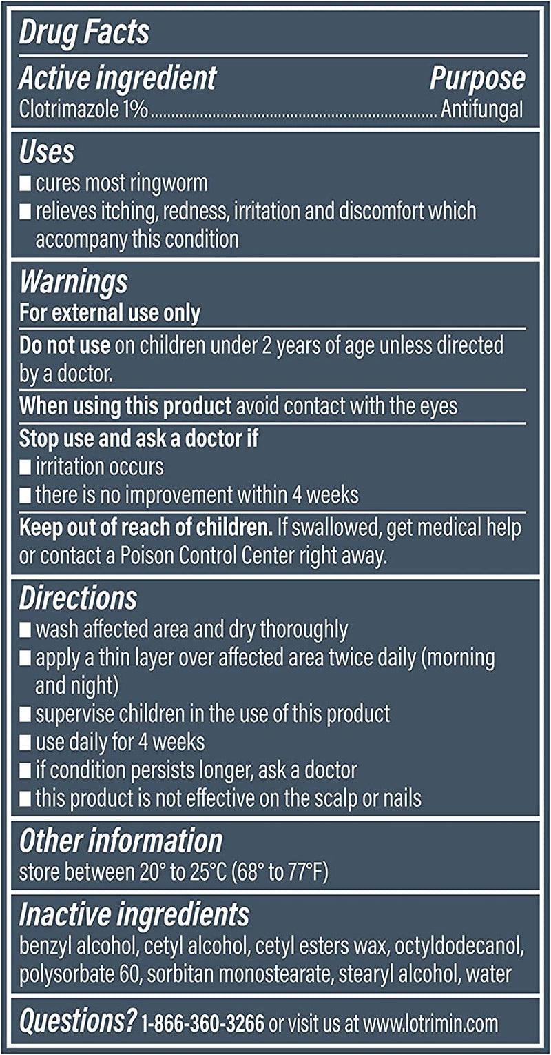 Lotrimin AF Ringworm Cream Clotrimazole 1% - Clinically Proven Effective Antifungal Cream Treatment of Most Ringworm, for Adults and Kids over 2 Years, .42 Ounce (12 Grams)