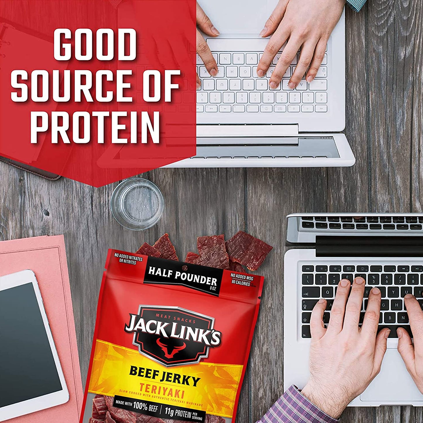 Jack Link'S Beef Jerky, Teriyaki, ½ Pounder Bag - Flavorful Meat Snack, 11G of Protein and 80 Calories, Made with Premium Beef - 96 Percent Fat Free, No Added MSG** or Nitrates/Nitrites