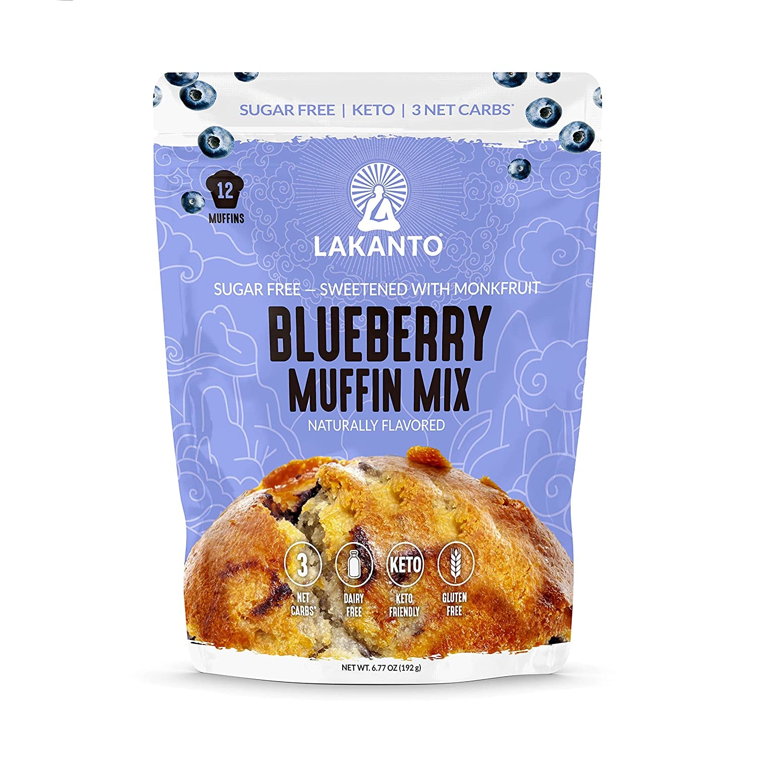 Lakanto Sugar Free Blueberry Muffin Mix - Naturally Flavored, Sweetened with Monk Fruit Sweetener, Keto Diet Friendly, 3 Net Carbs, Gluten Free, Breakfast Food, Delicious, Easy to Make (12 Servings)